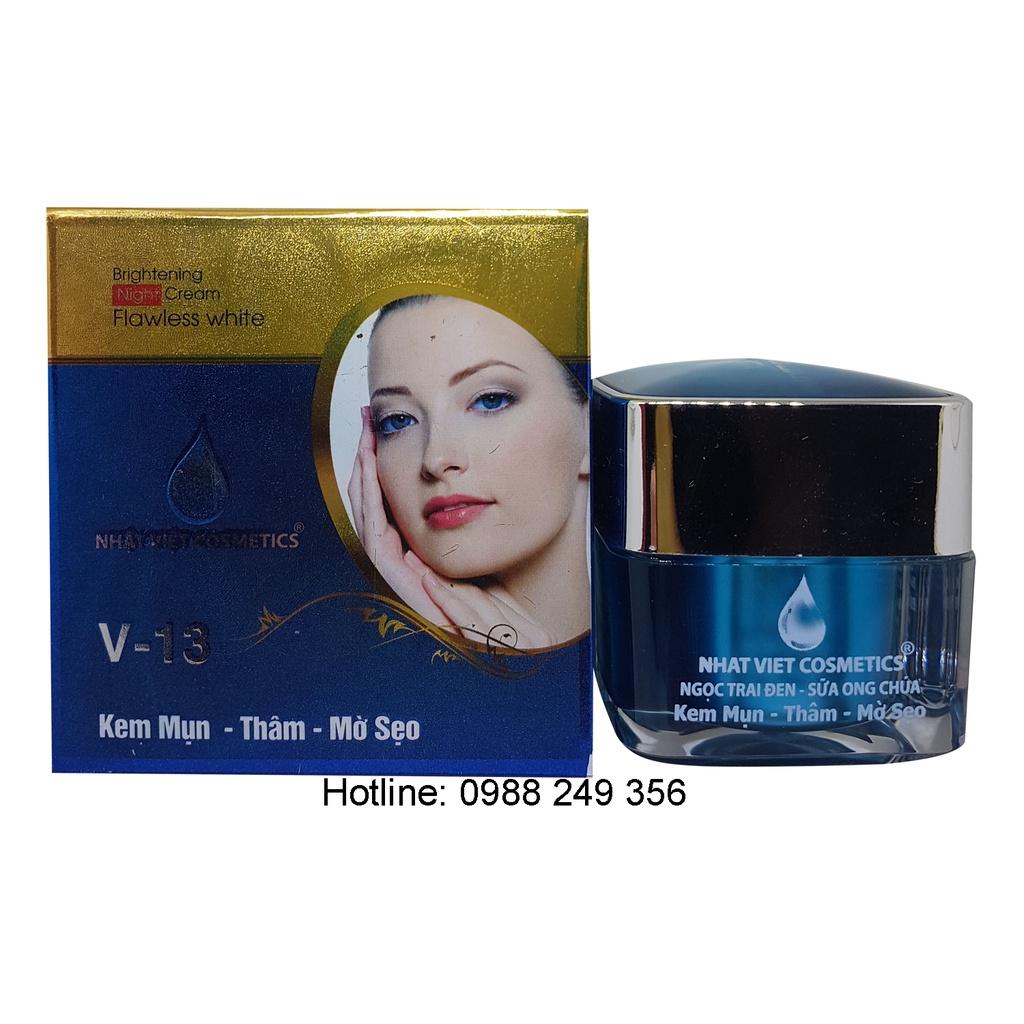 KEM MỤN THÂM MỜ SẸO NGỌC TRAI ĐEN - SỮA ONG CHÚA V13 NHẬT VIỆT COSMETICS 13G -20G