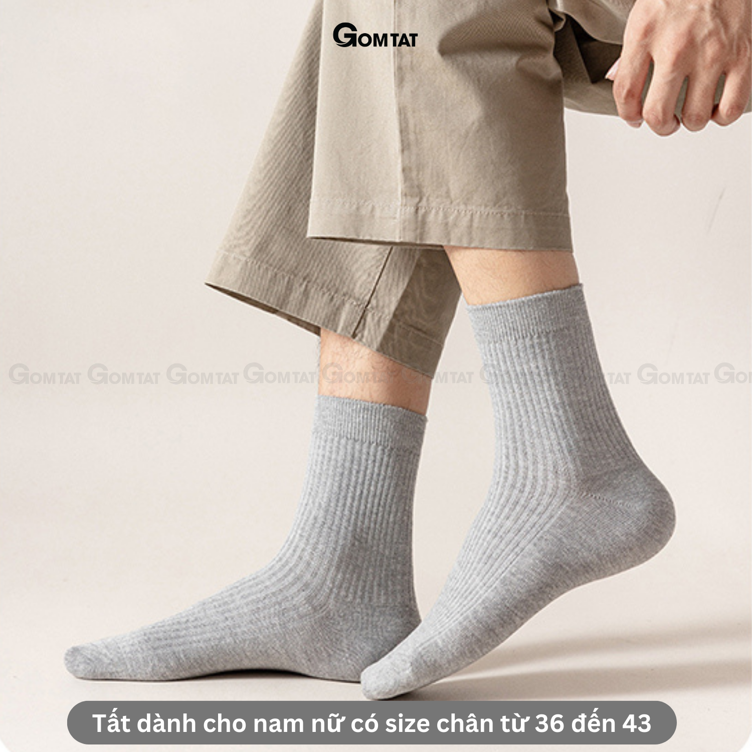 Tất cổ cao nam nữ trơn màu chất liệu cotton cao cấp, vớ cao cổ unisex hút ẩm thoáng khí, êm chân -CAOTRON-FIVE-2001-1DOI