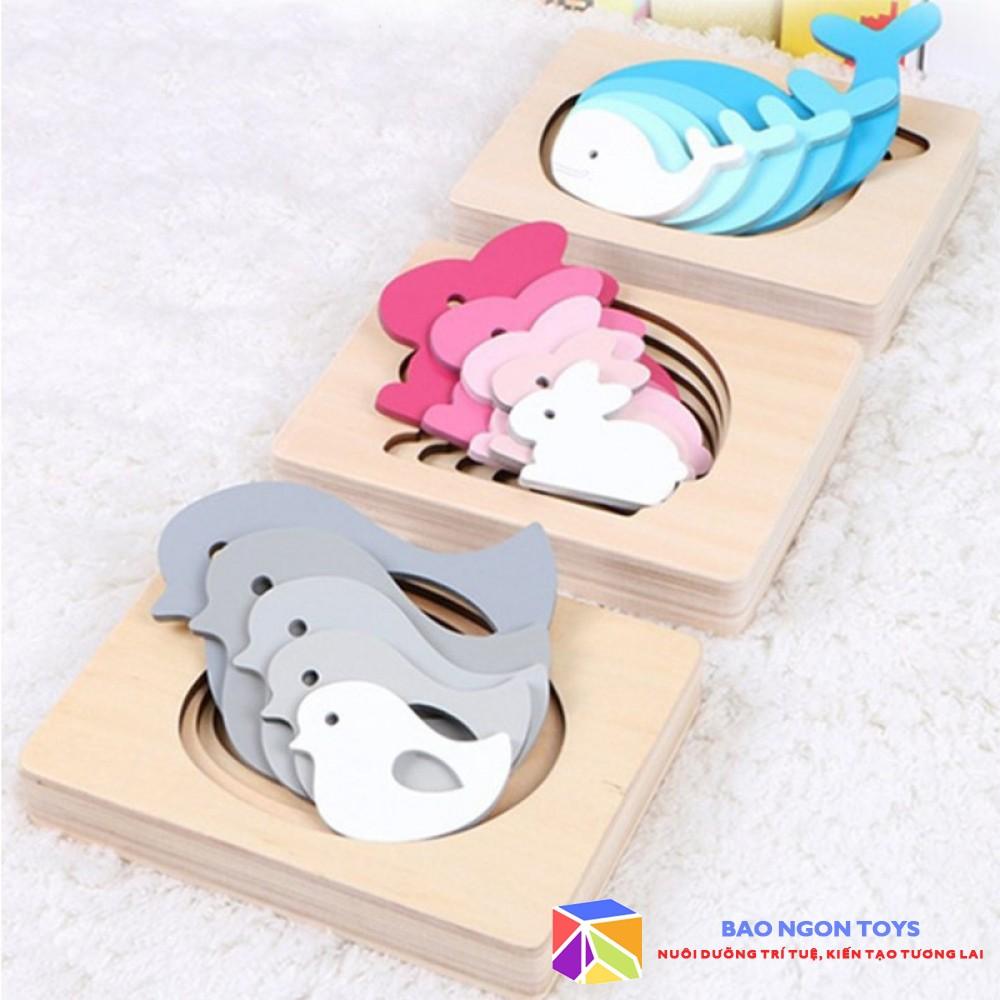 ĐỒ CHƠI XẾP HÌNH ĐỘNG VẬT THEO THỨ TỰ TĂNG DẦN - GIÁO CỤ MONTESSORI THỎA MÃN THỜI KỲ NHẠY CẢM CỦA BÉ
