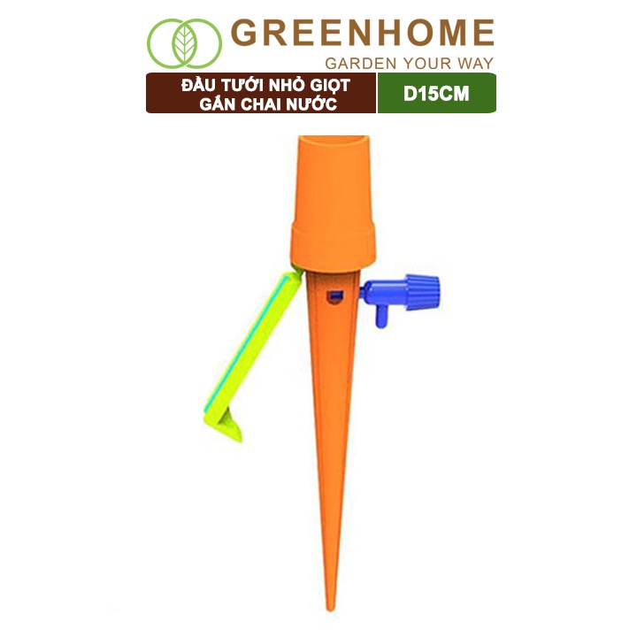Đầu Tưới Nhỏ Giọt Gắn Chai Nước GreenHome, D13cm, Bền Bỉ, Dễ Sử Dụng, Chỉnh Được Lượng Nước, Màu Ngẫu Nhiên