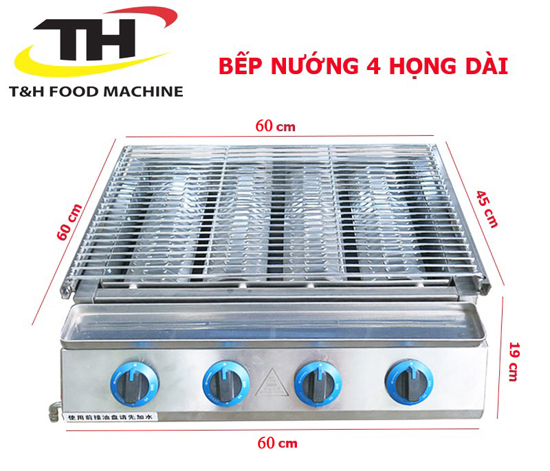 Bếp nướng Gas 4 họng đốt dài