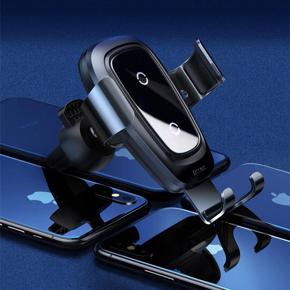 Bộ đế giữ điện thoại tích hợp sạc nhanh không dây dùng cho xe hơi - Metal Wireless Charger Gravity Car Mount（10W, Air Outlet Version）