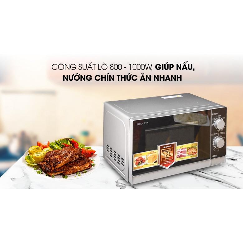 Lò Vi Sóng Có Nướng SHARP Cơ R-G222VN-S 20 lít - Rã đông, hâm, nấu, nướng- Hàng Chính Hãng