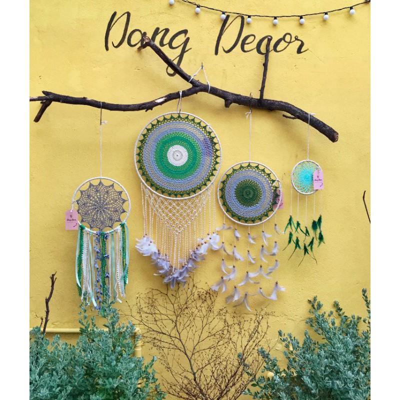 Set dreamcatcher 4 cái màu xanh lá trang trí nhà cửa phong cách boho