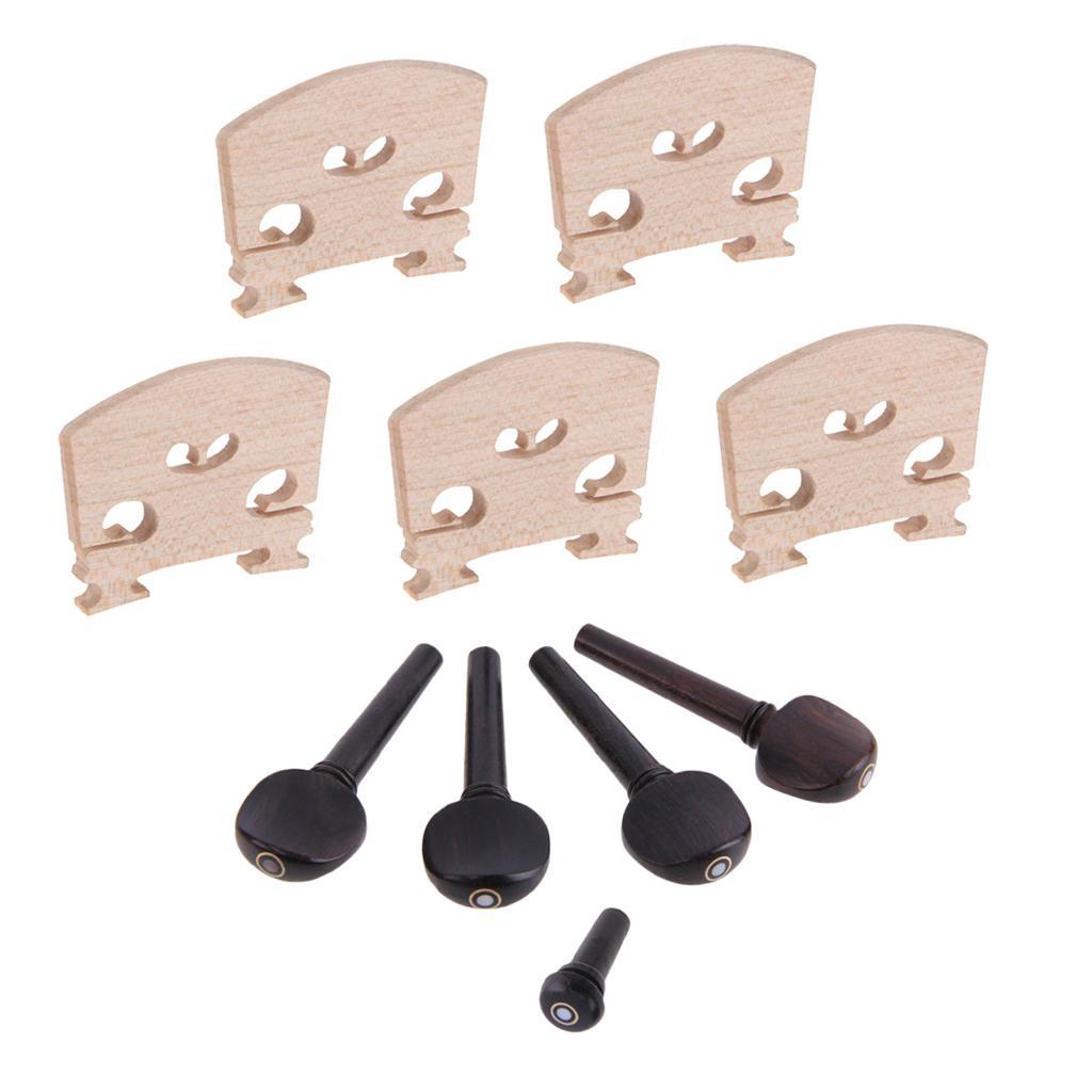 1 Set Fiddle Violin Bridge Tuning Peg Endpin for 4/4 Full Size Violin Replacement Parts