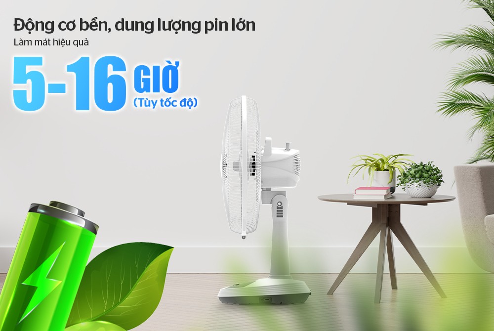 Quạt Sạc Tích Điện Sunhouse SHD7223 (24W) - Hàng Chính Hãng