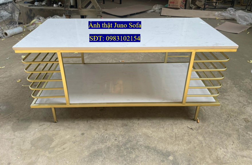 Bàn trà sofa kim loại mặt đá 50 x 100 x 45 cm