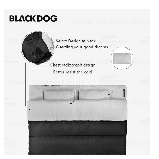 Túi ngủ đôi kèm gối Blackdog BD-SD003