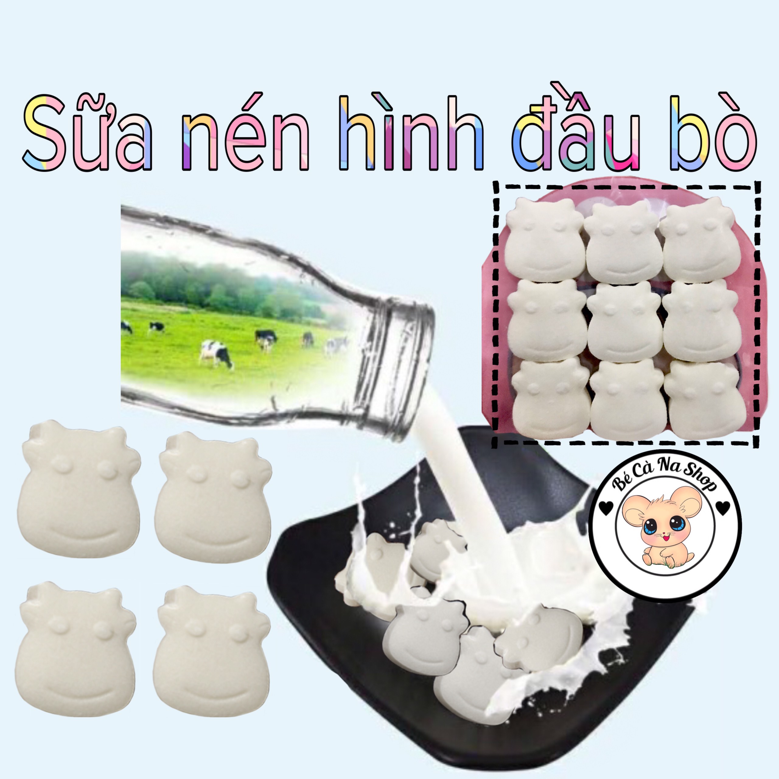 Sữa nén hình đầu bò cho hamster bé cà na