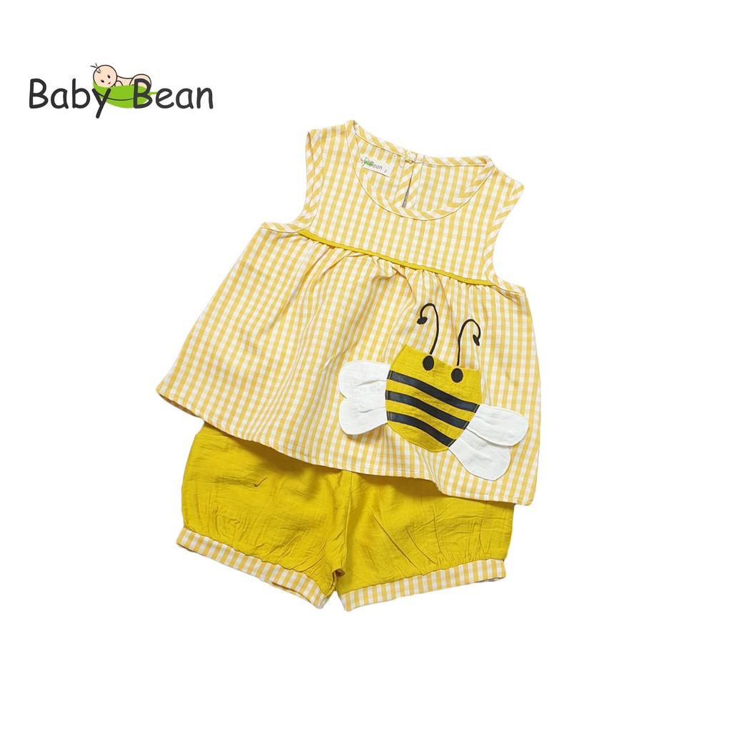 Đồ Bộ Caro Thêu Ong Quần Short Màu Bé Gái BabyBean (8kg-30kg)