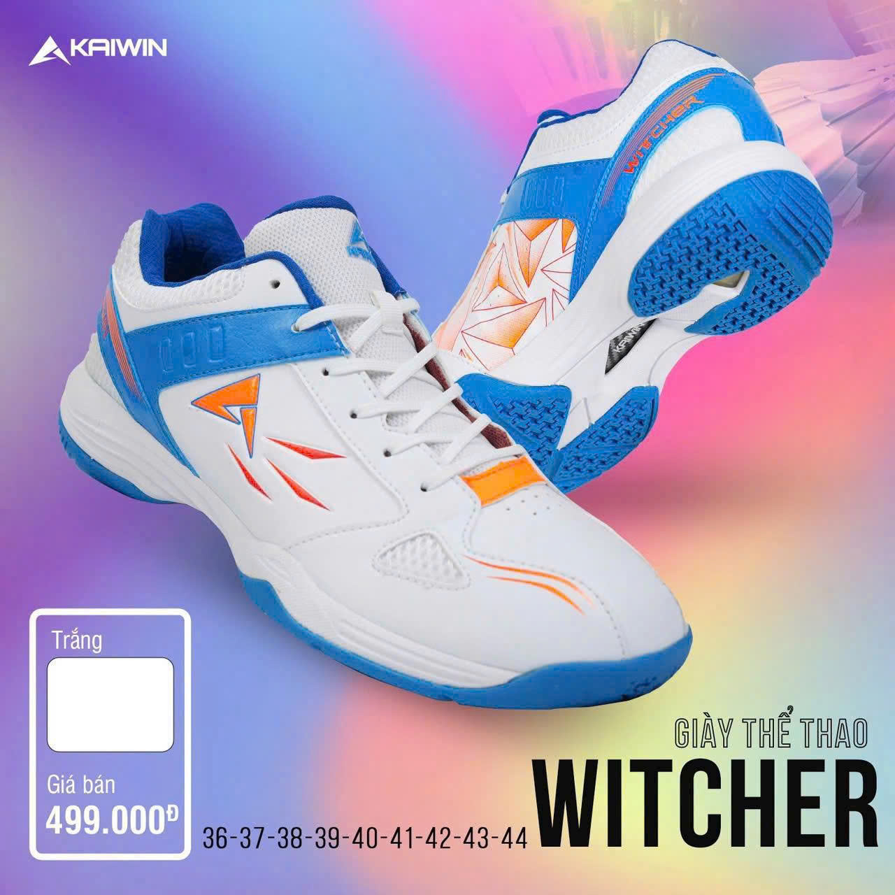 Giày cầu lông, bóng chuyền Kaiwin mẫu mới - đế kếp 2 lớp cao su non siêu bền - Chính hãng