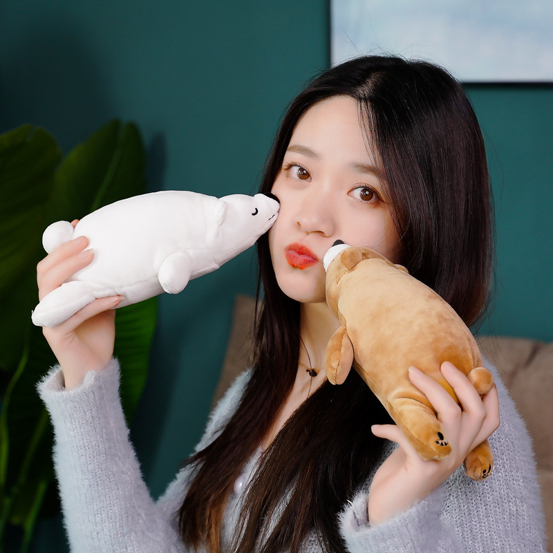 Gấu Bông Gấu Bắc Cực Ice Bear Nằm Dễ Thương Mềm Mịn Mẫu Mới (35cm---&gt;65cm) Gối Ôm Gấu Bắc Cực Nằm Hàng Cao Cấp Vải Miniso 4 Chiều Co Giãn Êm Ái