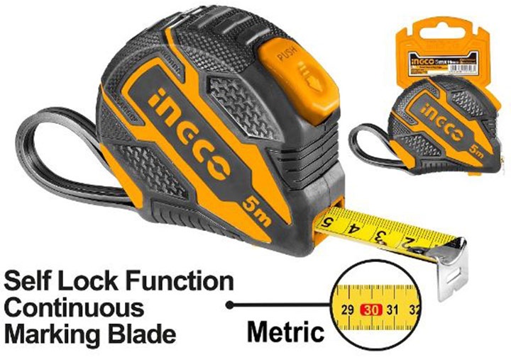[CHÍNH HÃNG ]Thước kép thép nền vàng (5mx19mm)  HSMT08519 INGCO