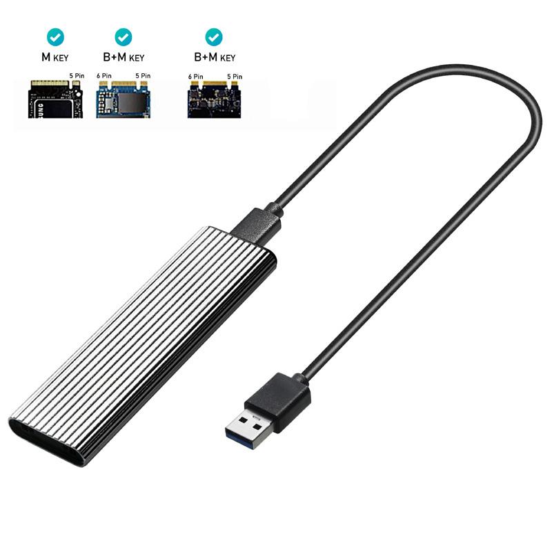 Trường hợp M2 SSD NVME bao vây M.2 sang bộ chuyển đổi USB SSD cho NVME PCIE NGFF M.2 SATA SSD M/B M Key 2230/2242/2260/2280 M2 Giao thức kép
