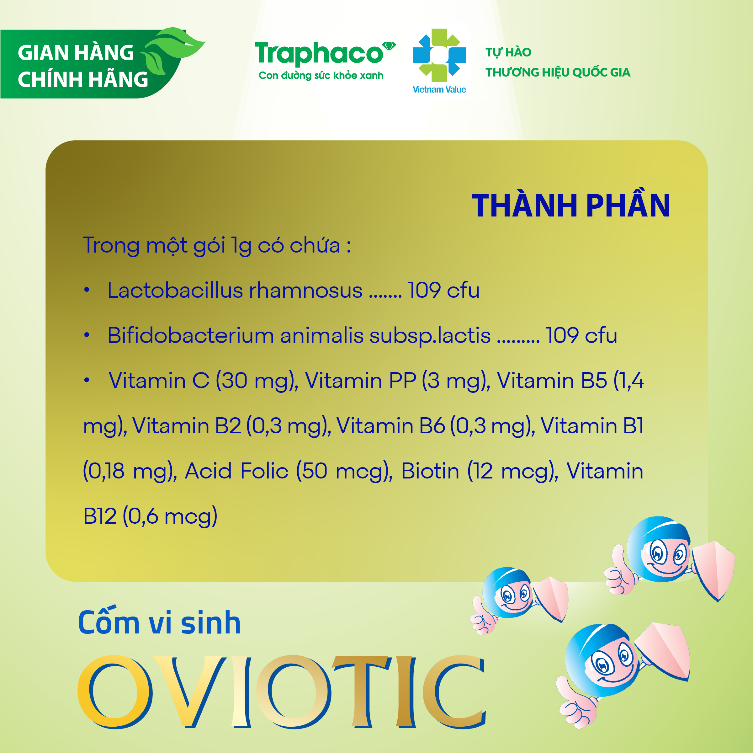 OVIOTIC - BỔ SUNG LỢI KHUẨN, TRỊ RỐI LOẠN TIÊU HÓA, BIẾNG ĂN, SỐNG PHÂN