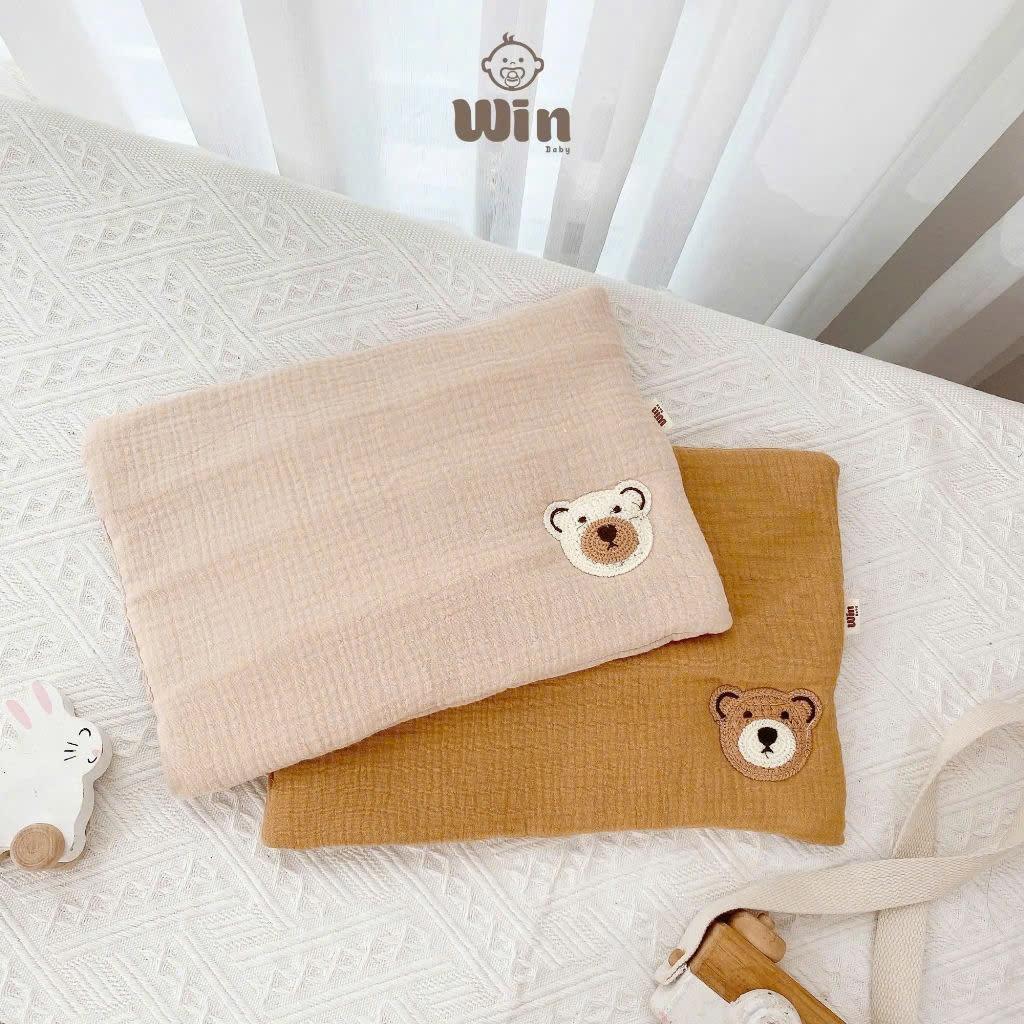 [Sơ Sinh] Gối Phẳng Xô Muslin mềm mịn, thoáng khí cho bé  - loại mỏng phù hợp cho bé sơ sinh