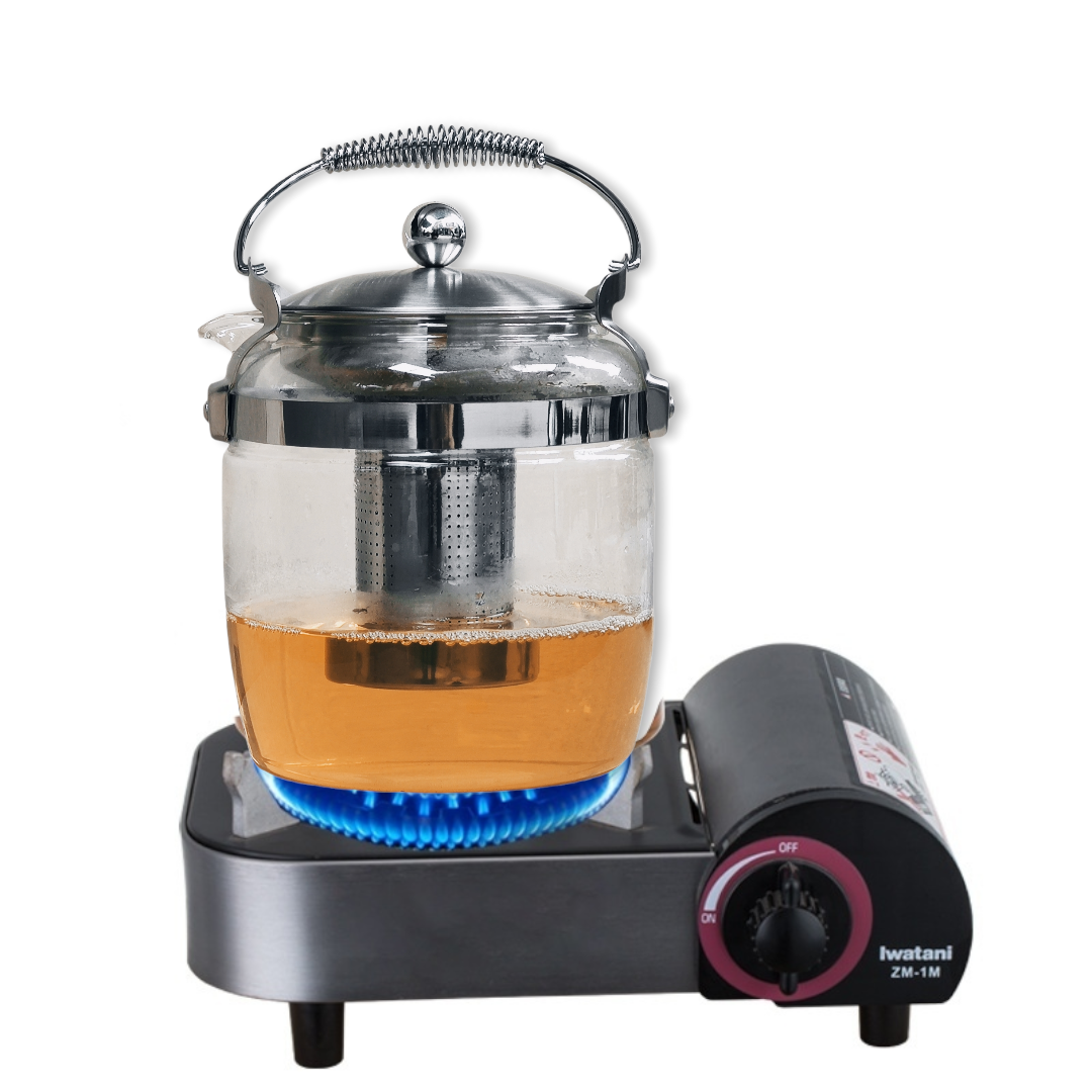 BÌNH TRÀ ẤM PHA TRÀ CAFFE THỦY TINH CHỊU NHIỆT QUAI SÁCH LÕI LỌC INOX 304 - 1800ML