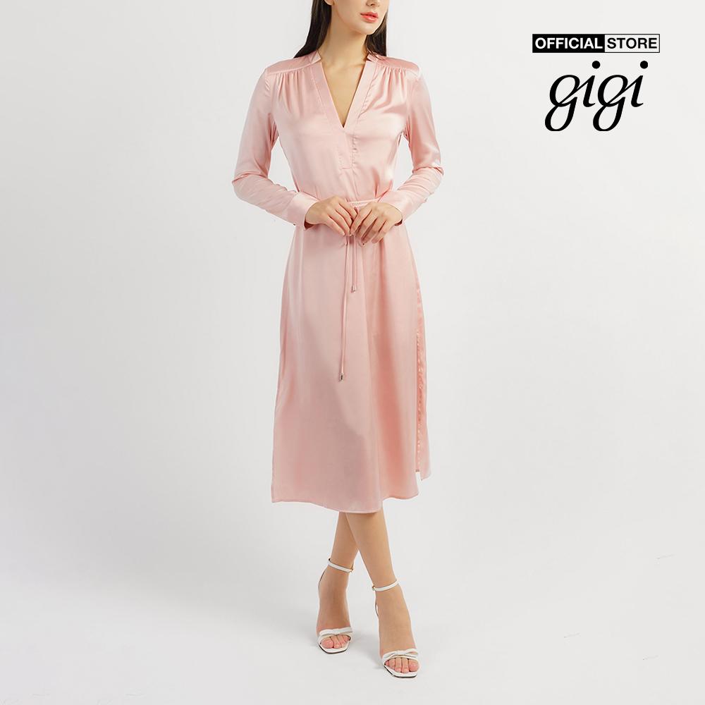 GIGI - Đầm midi cổ V tay dài nữ tính G2107D221162