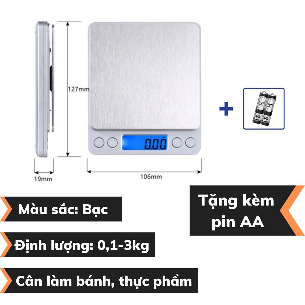 Cân điện tử 5kg làm bánh cân làm bếp định lượng 0.1-5kg B05 - Plus độ chính xác cao cân điện tử kèm 2 viên pin AA
