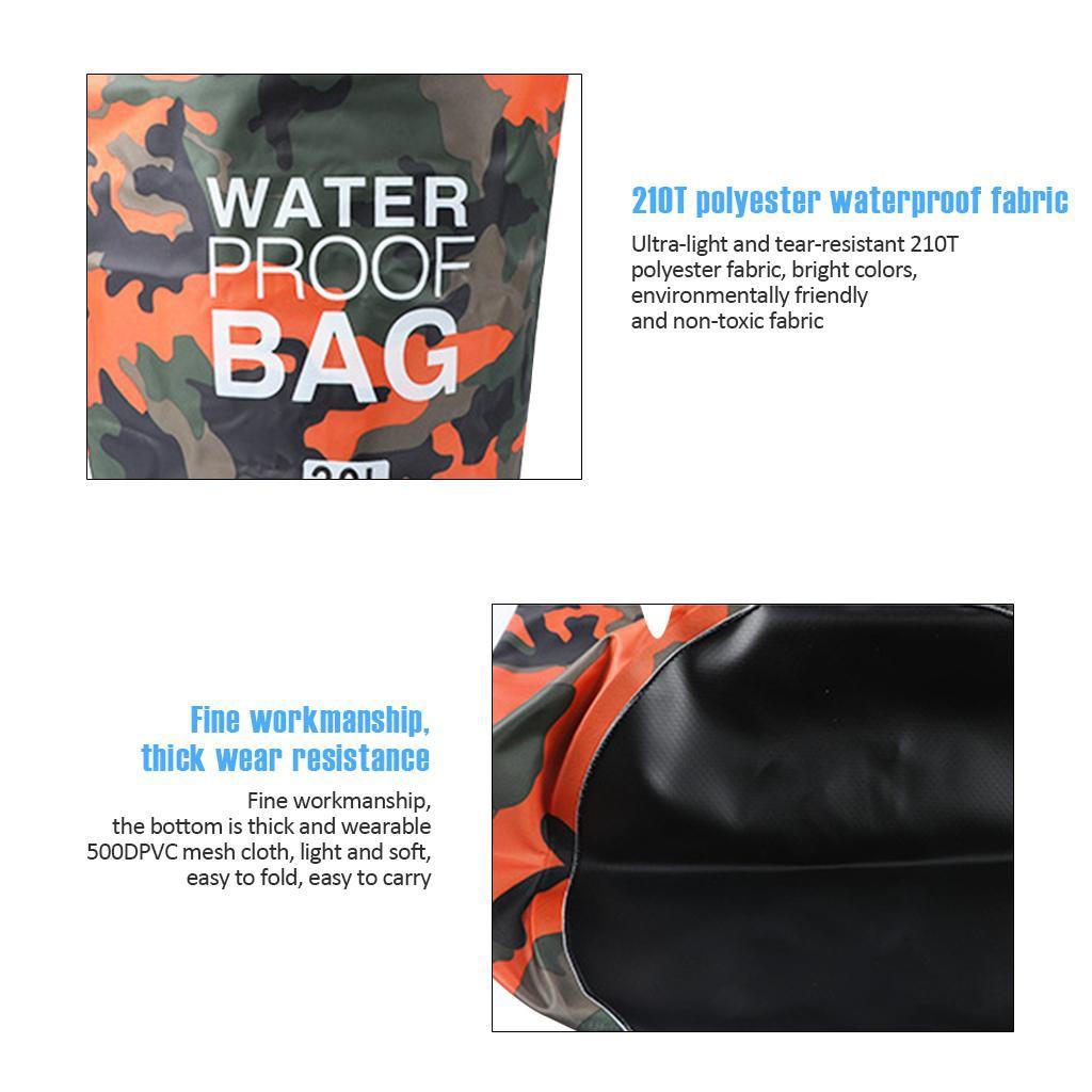 Túi khô chuống nước thể thao BAG WATERPROOF 20L (Xanh quân đội)