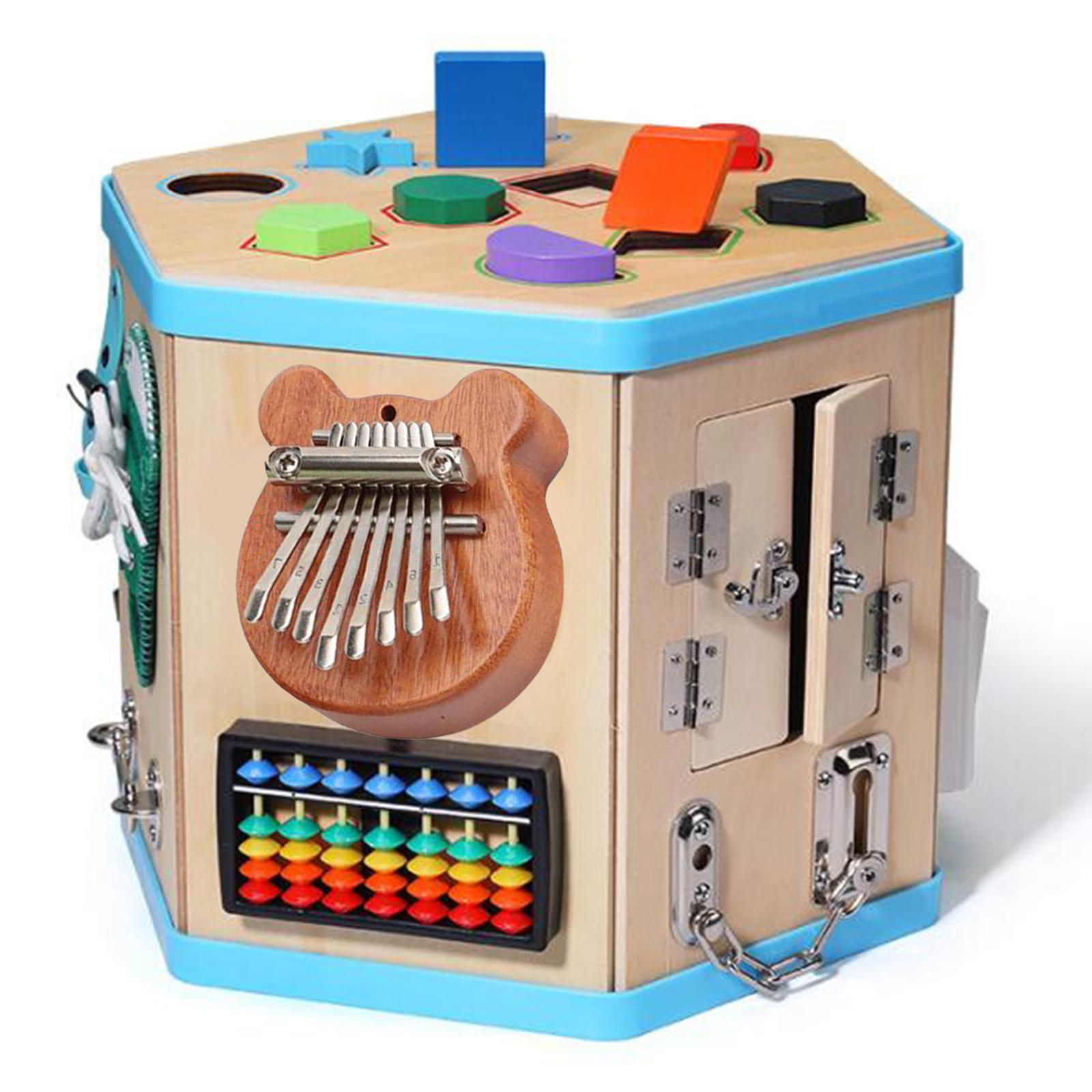 Wooden Montessori Busy Board Thumb Piano Souvenir Practical Skill DIY Material Development Toys for Kindergarten Preschool Home Boys Girls