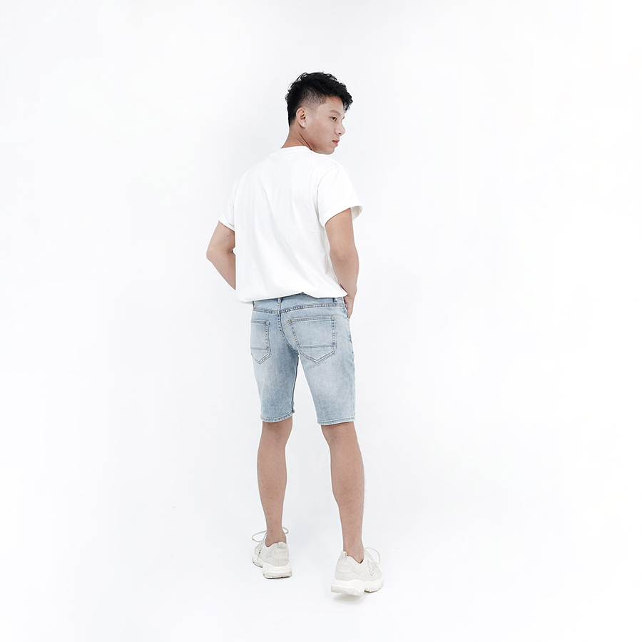 Quần Short Jeans Nam Cao Cấp HUNTER X-RAYS Form Slimfit  Màu Xanh Wash Bạc S37