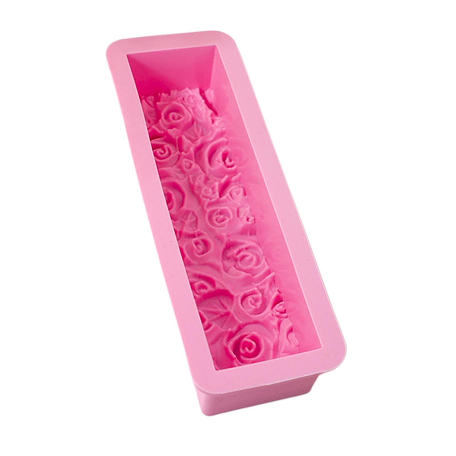 Rose Flower Silicone Loaf Soap  Rectangular Embossed Mould DIY