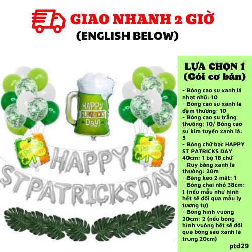 Bộ bong bóng trang trí lễ hội giá rẻ Happy Patrick's Day balloon set ptd29