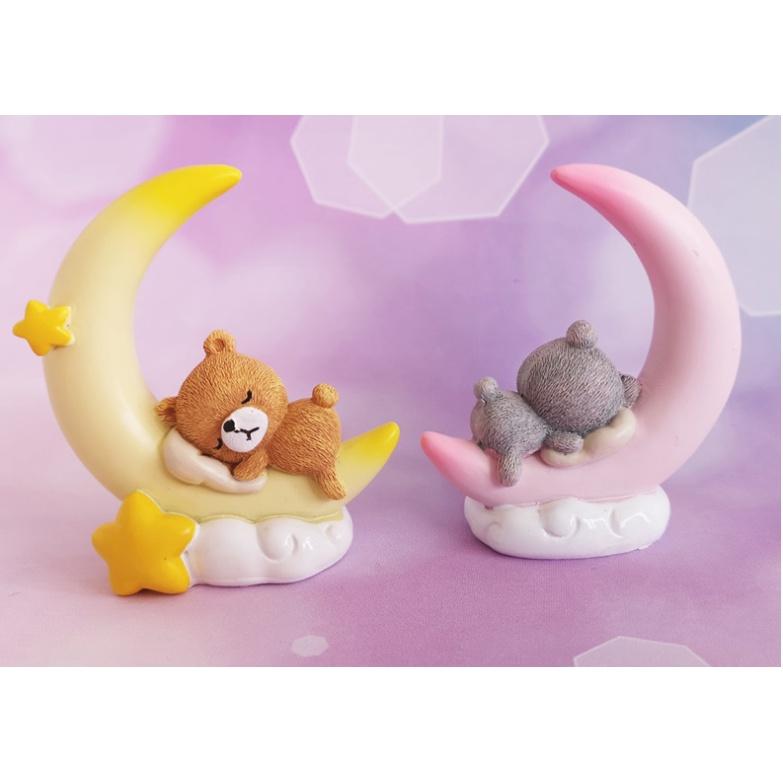 Set gấu ngồi mặt trăng trang trí taplo xe hơi cực dễ thương- Hoàng Đông Shop