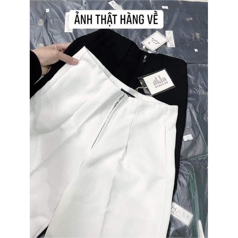 Quần suông nữ dáng culottes cạp liền khóa giữa,quần ống rộng khóa nổi KH79