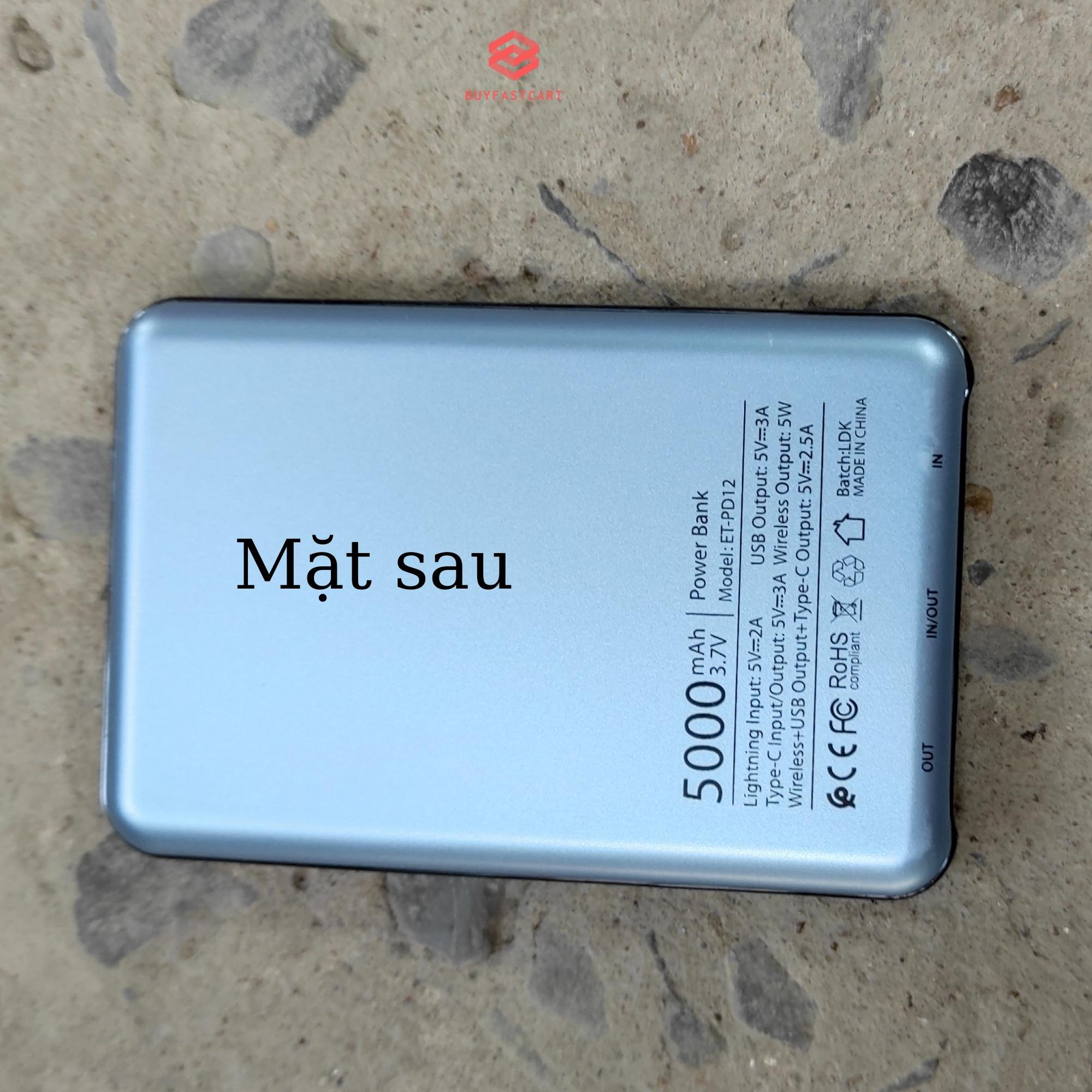 Pin sạc dự phòng không dây Earldom ET-PD12 dung lượng 5000mAh hàng cao cấp nhỏ gọn - Hàng chính hãng