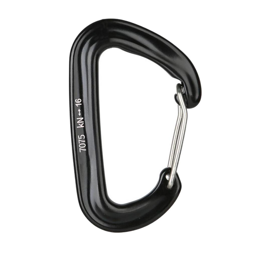 2 Pcs 16KN Mini Aluminum Alloy Carabiner D-Ring Key Chain Clip Hooks Black