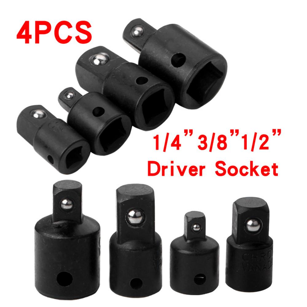 4 PCS Impact Socket Adapter Reducer 1/4-Inch 3/8-Inch 1/2-Inch Impact Driver Conversions Steel Power Nut Driver for Power Drill