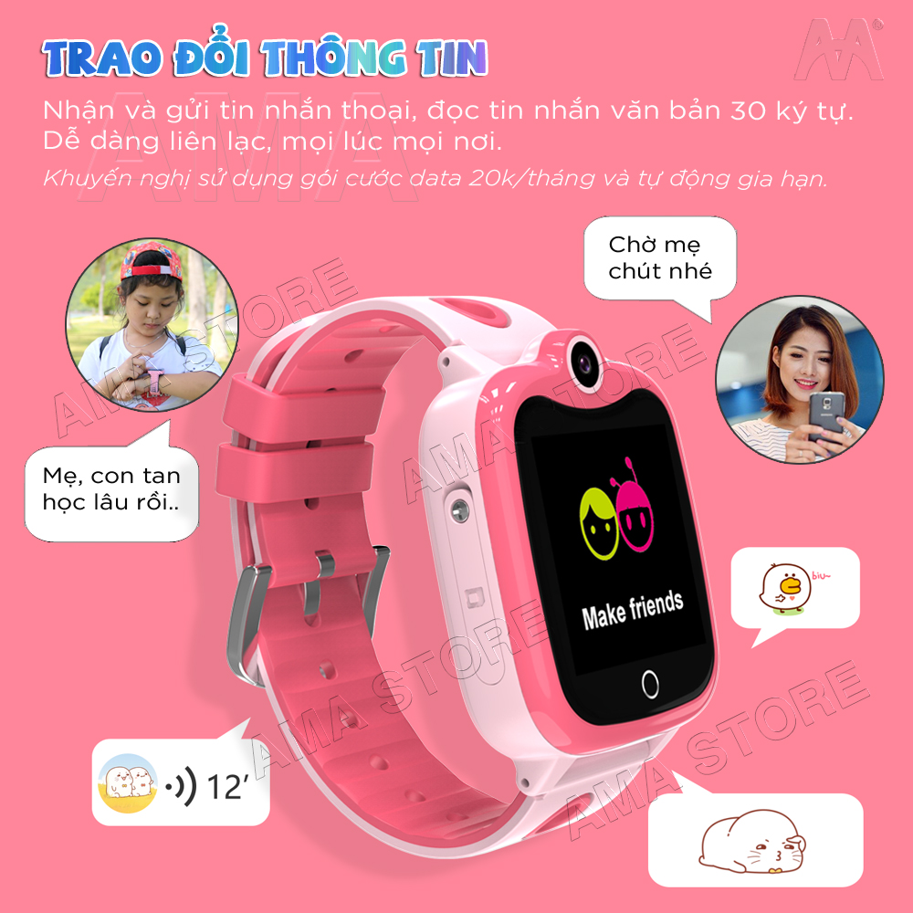 Đồng hồ Thông minh SOS Gọi điện thoại Định vị GPS Chống nước IP67 AMA Watch D06S cho Trẻ con 4 tuổi 5 tuổi 6 tuổi 7 tuổi 8 tuổi 9 tuổi 10 tuổi 11 tuổi Hàng nhập khẩu