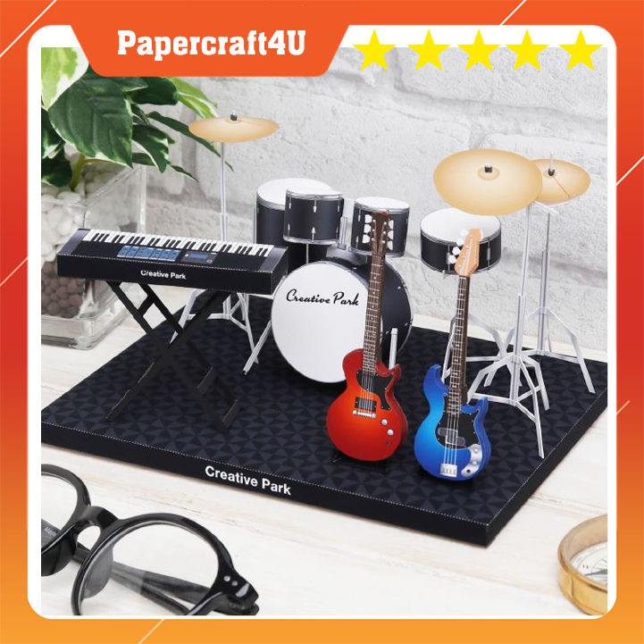 Mô hình giấy 3D Mô hình đồ chơi Nhạc cụ Rock band mini