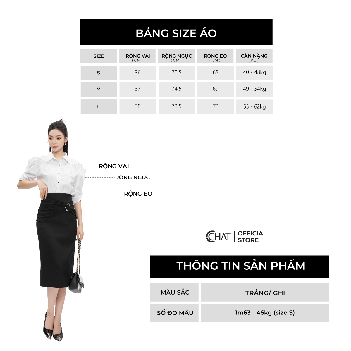 Áo Sơ Mi Nữ CCHAT Rúm Vai Kiểu Tay Lỡ Chất Thô Cao Cấp 53FNT2013ST