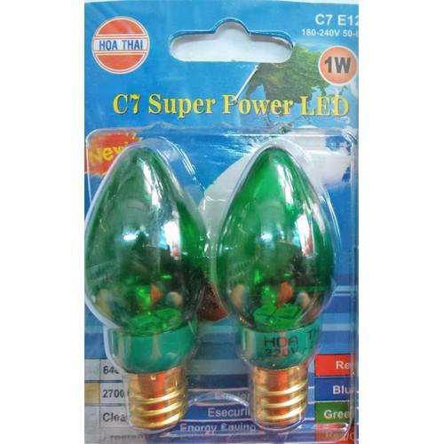 Bóng cana LED Hòa Thái thủy tinh, 2 bóng / vỉ