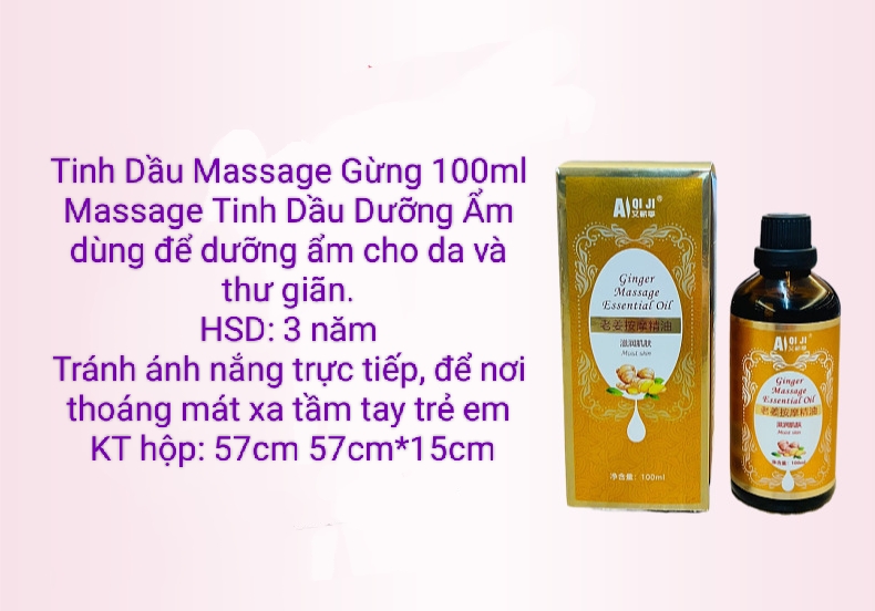 Tinh dầu massage body GỪNG chiết xuất từ ​​thực vật .Dầu Massage Điều hòa đa năng, dưỡng ẩm và thư giãn