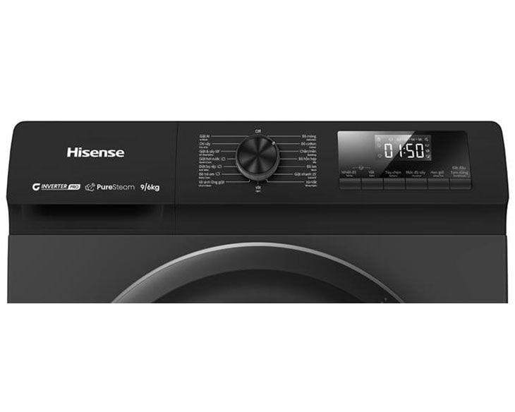 Máy giặt sấy Hisense Inverter giặt 9 kg - sấy 6 kg WD90N1Y - GIẶT HƠI NƯỚC - HÀNG CHÍNH HÃNG - CHỈ GIAO HCM