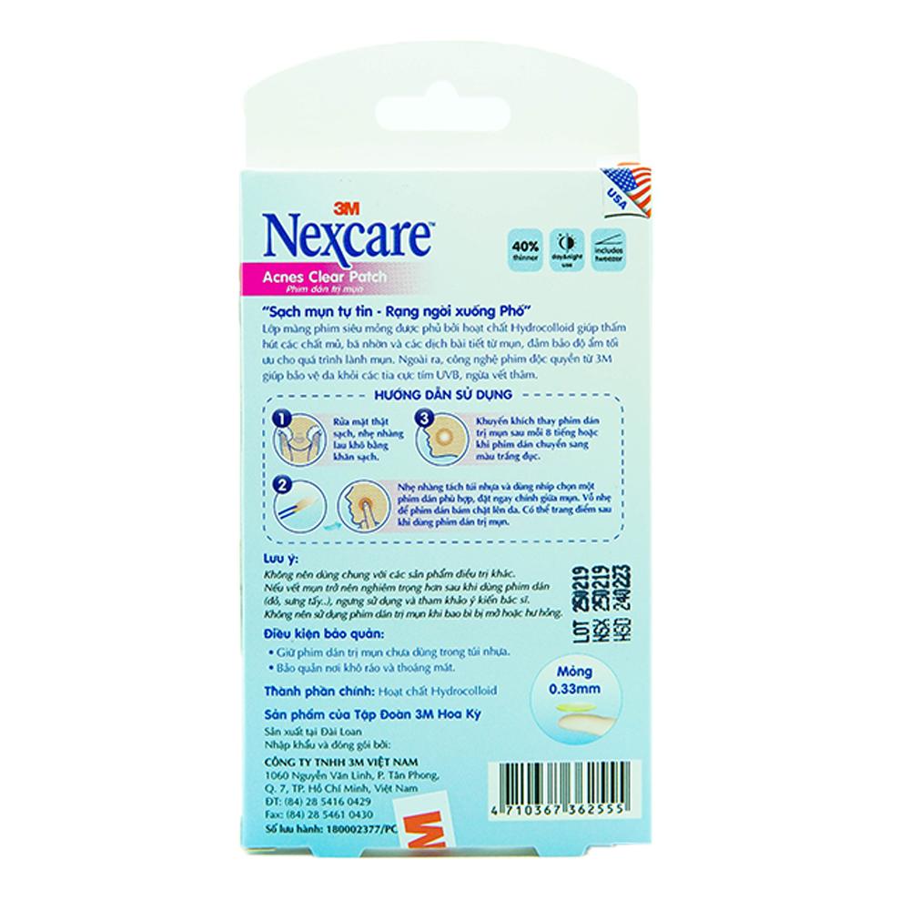 Miếng dán mụn bọc Nexcare 3M 8mm hộp 30 miếng siêu mỏng, không thấm nước, co dãn tốt, giảm viêm, thâm TA030