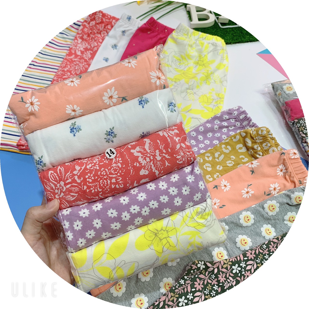Quần legging bé gái lửng cotton xuất đẹp mềm mát co giãn