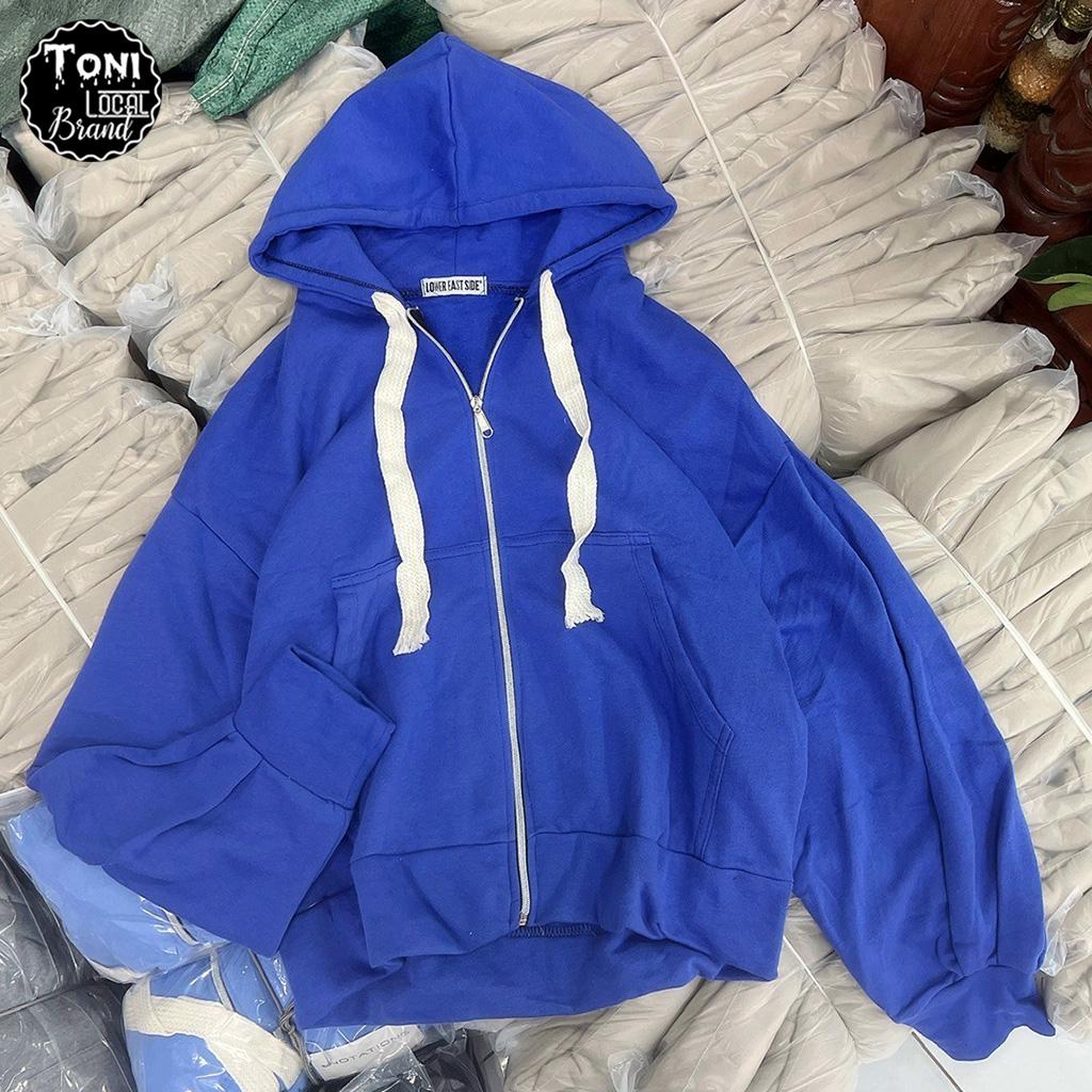 Áo Hoodie Basic Nỉ Ngoại Dây To - Áo Khoác Nỉ Trơn form bán lửng Unisex