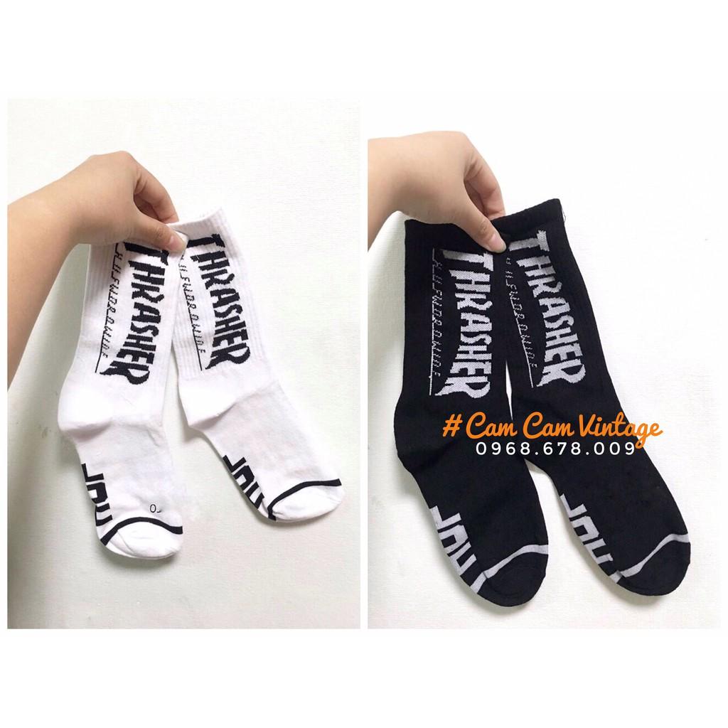 TẤT CAO CỔ NAM VỚ CAO CỔ NỮ TẤT THỂ THAO NAM UNISEX ULZZANG ĐEN TRẮNG RETRO