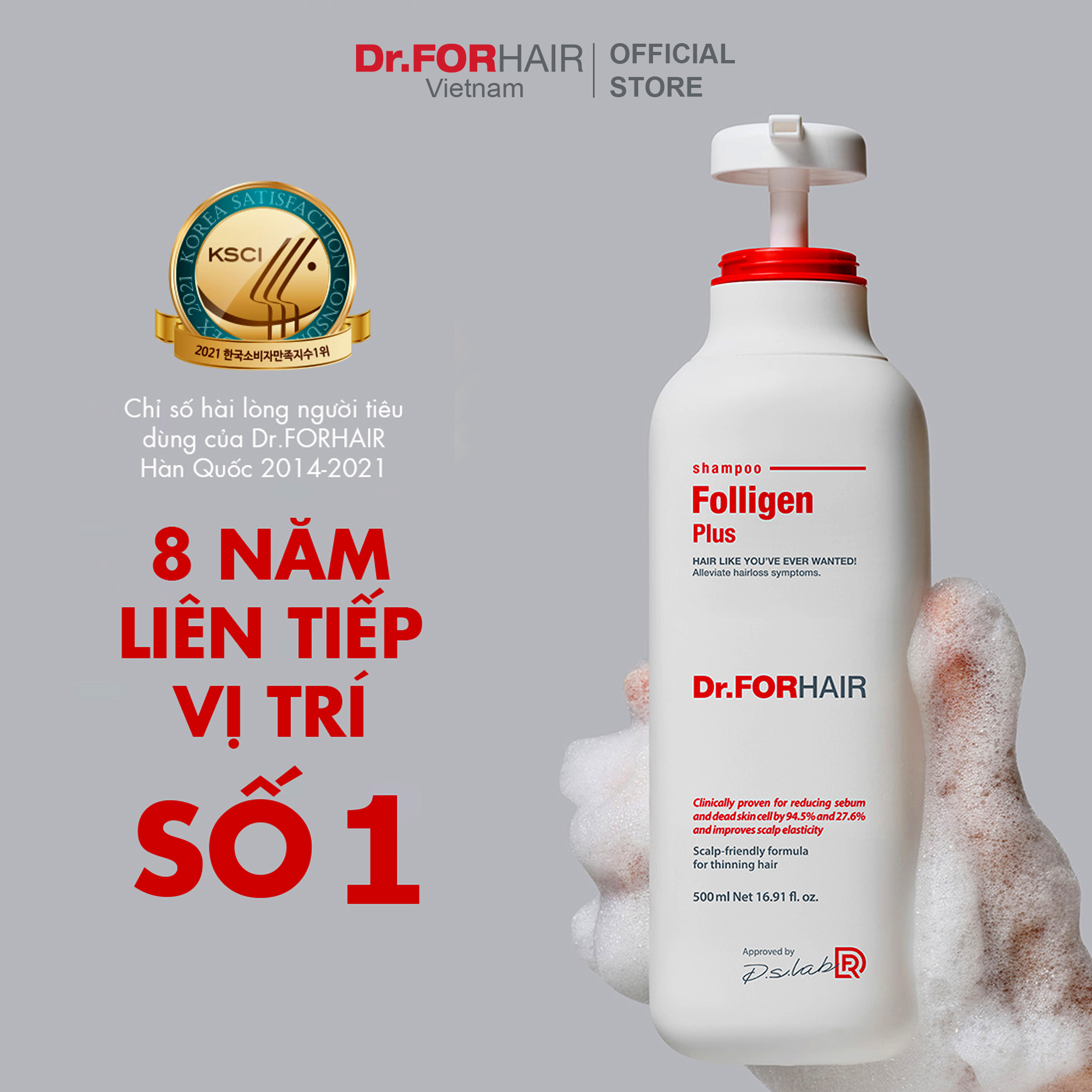 Dầu gội đầu ngăn rụng tóc kích thích mọc tóc Dr.FORHAIR Folligen Plus Shampoo 500ml