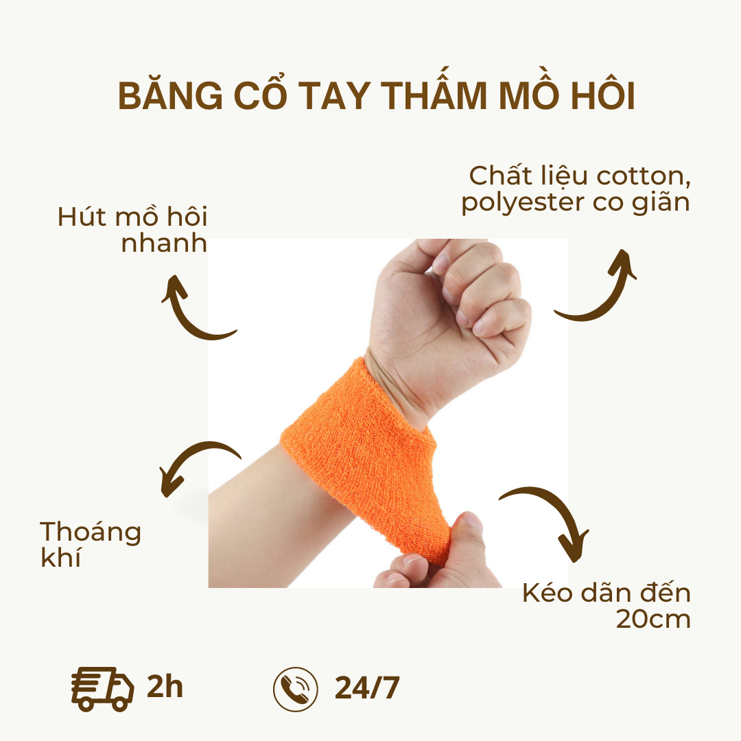 Băng quấn cổ tay thể thao có nhiều màu để lựa chọn PD