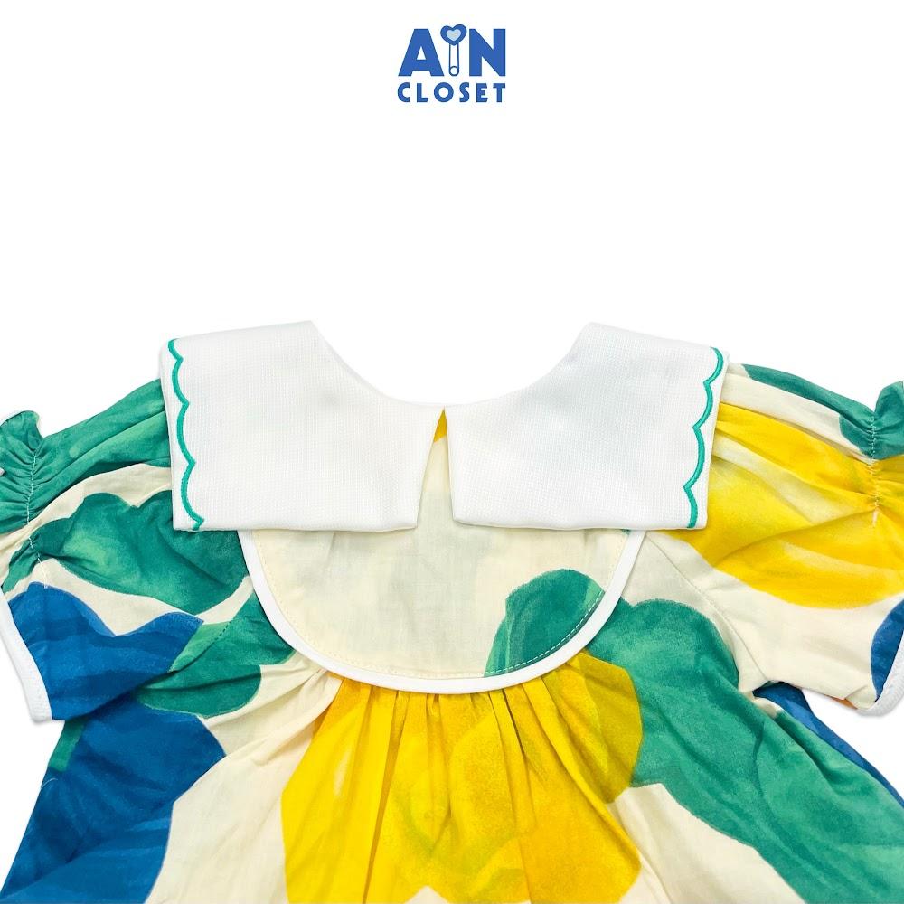 Đầm bé gái Hoa Loang Xanh cổ hoa cotton - AICDBGOCD3JU - AIN Closet