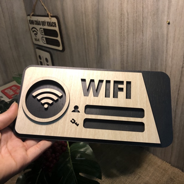 Tranh gỗ treo tường_Bảng gỗ trang trí wifi password F02_CRN_01