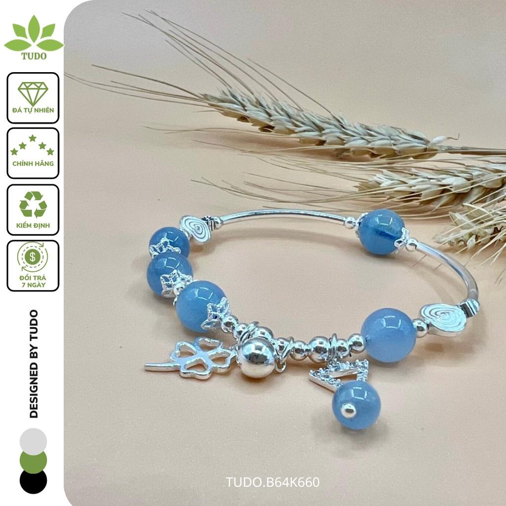 Vòng Tay Nữ Đẹp - Vòng Phong Thủy Mệnh Thủy Mộc TUDO VCBAQUA AG925 Charm Cỏ 4 Lá, Tam Giác B64K660