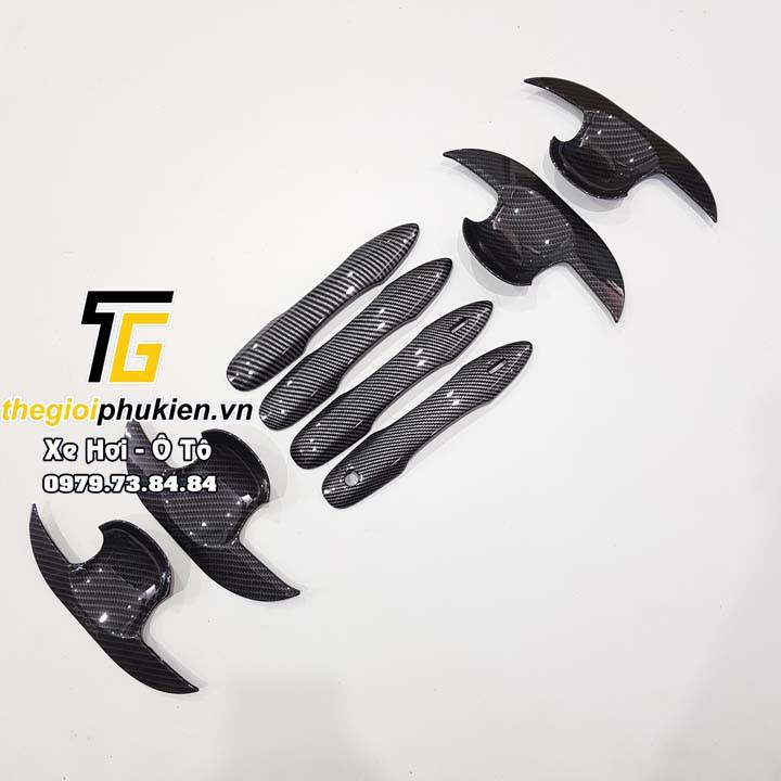 Bộ ốp tay nắm cửa, hõm cửa xe Toyota Corolla Cross 2020 vân Carbon