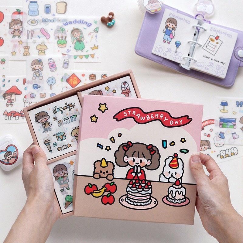 Sticker 100 Tấm Hộp Quà Tặng 100 Tấm Dán Hoạt Hình Trang Trí Sổ Lưu Niệm Dễ Thương Hộp Game time